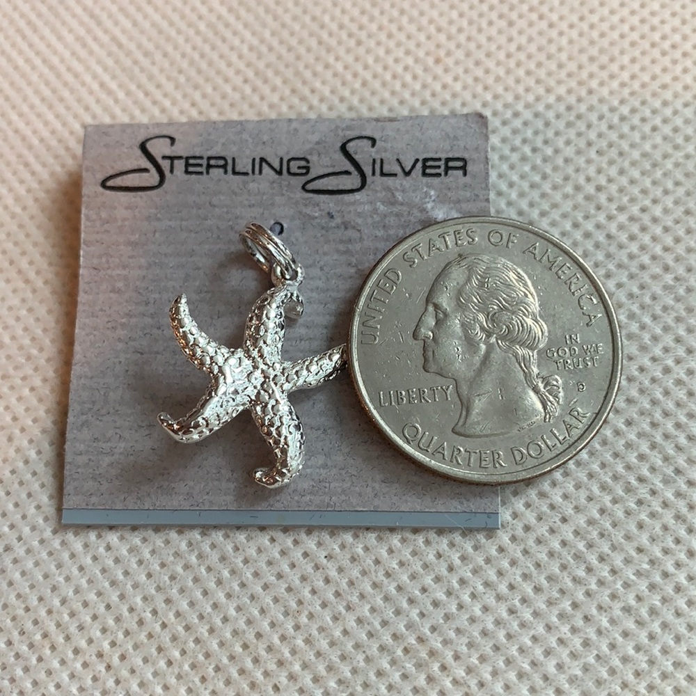 Sterling silver star fish charm, new